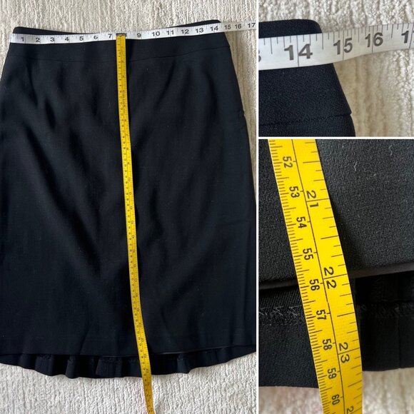 Ann Taylor Pencil Skirt Womens Size 2 Pleated Back Black Virgin Wool - Picture 5 of 7